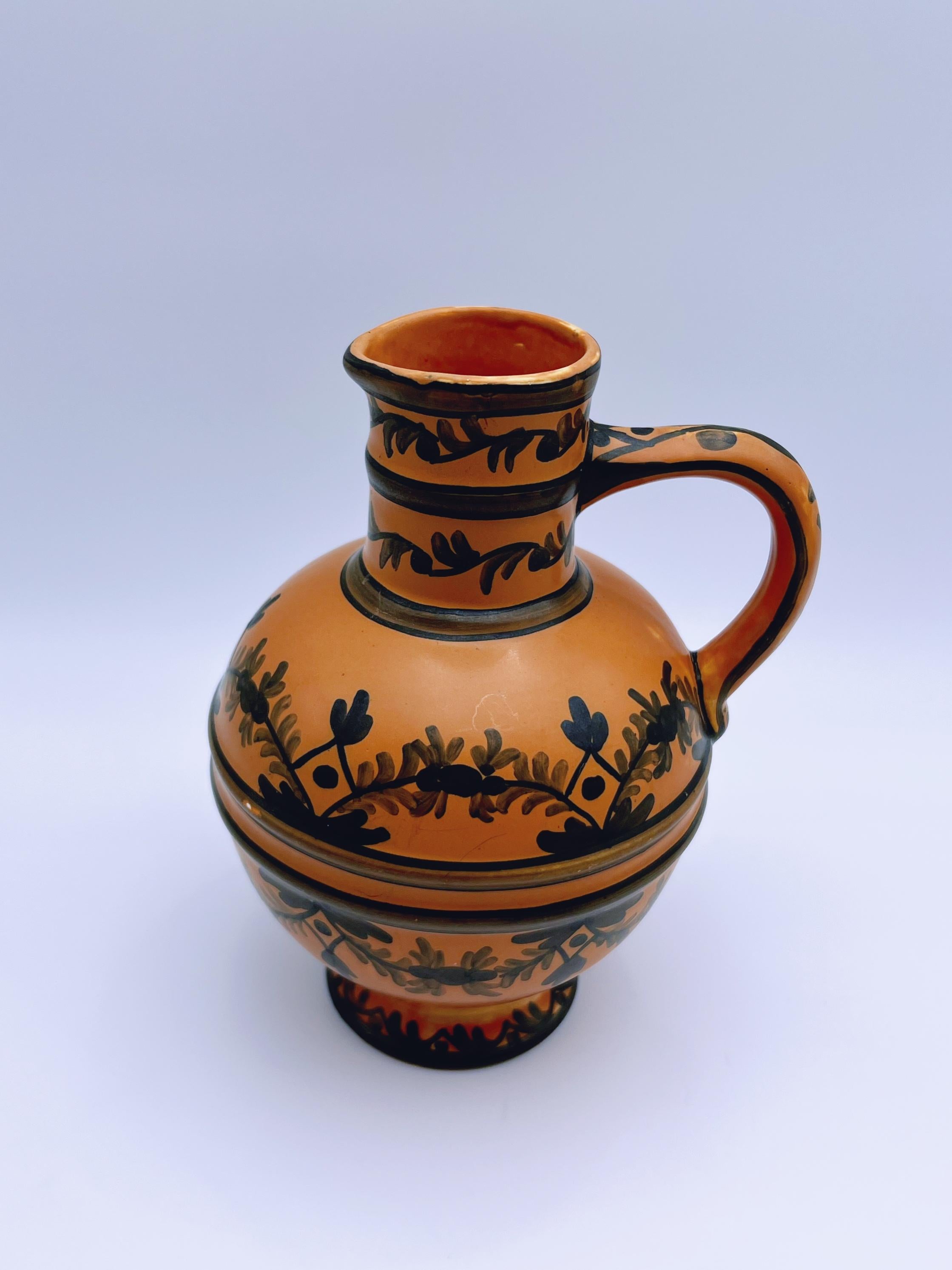 Porcelaine Vase pichet Art déco des années 1930 peint à la main par Egersund Faience, Norvège en vente