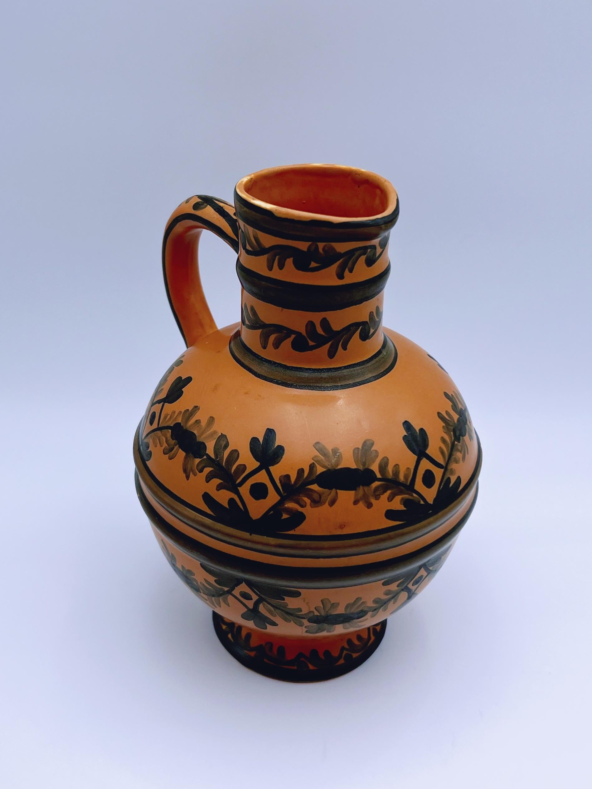 Vase pichet Art déco des années 1930 peint à la main par Egersund Faience, Norvège en vente 1