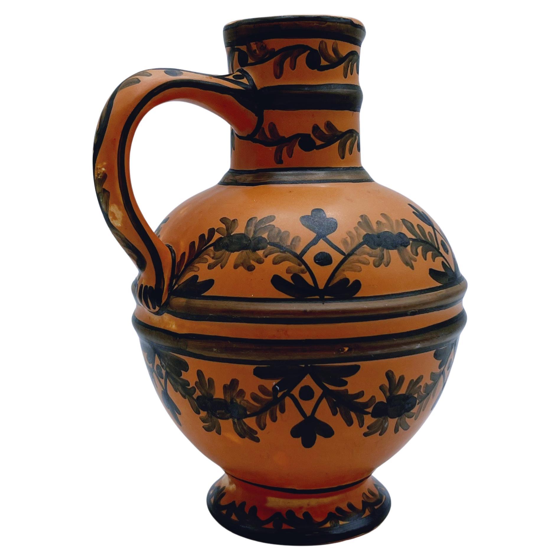 Vaso brocca dipinto a mano in stile Art Déco del 1930 di Egersund Faience, Norvegia
