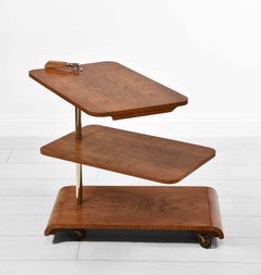 1930s Art Deco Heals Walnut Metamorphic Side Table Drinks Trolley