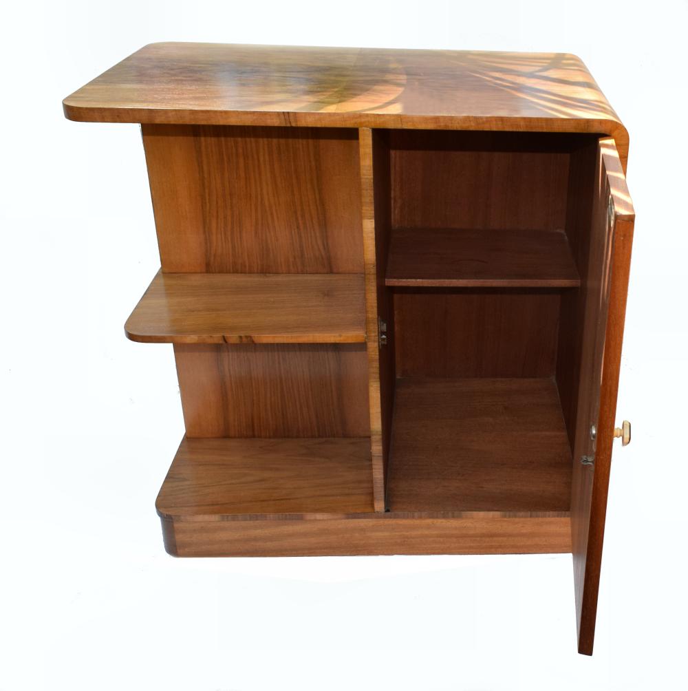 1930s Art Deco Heavily Figured Walnut English Book Table In Good Condition In Devon, England