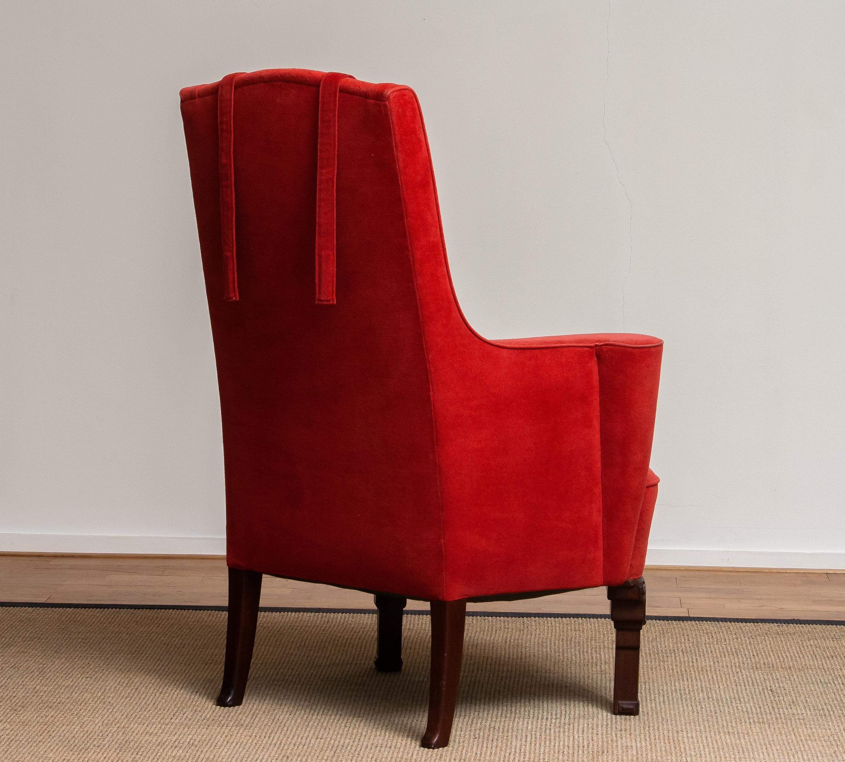 Mid-20th Century 1930's Art Deco / Chippendale Easy Chair in Villa Gallia Style Made in Austria