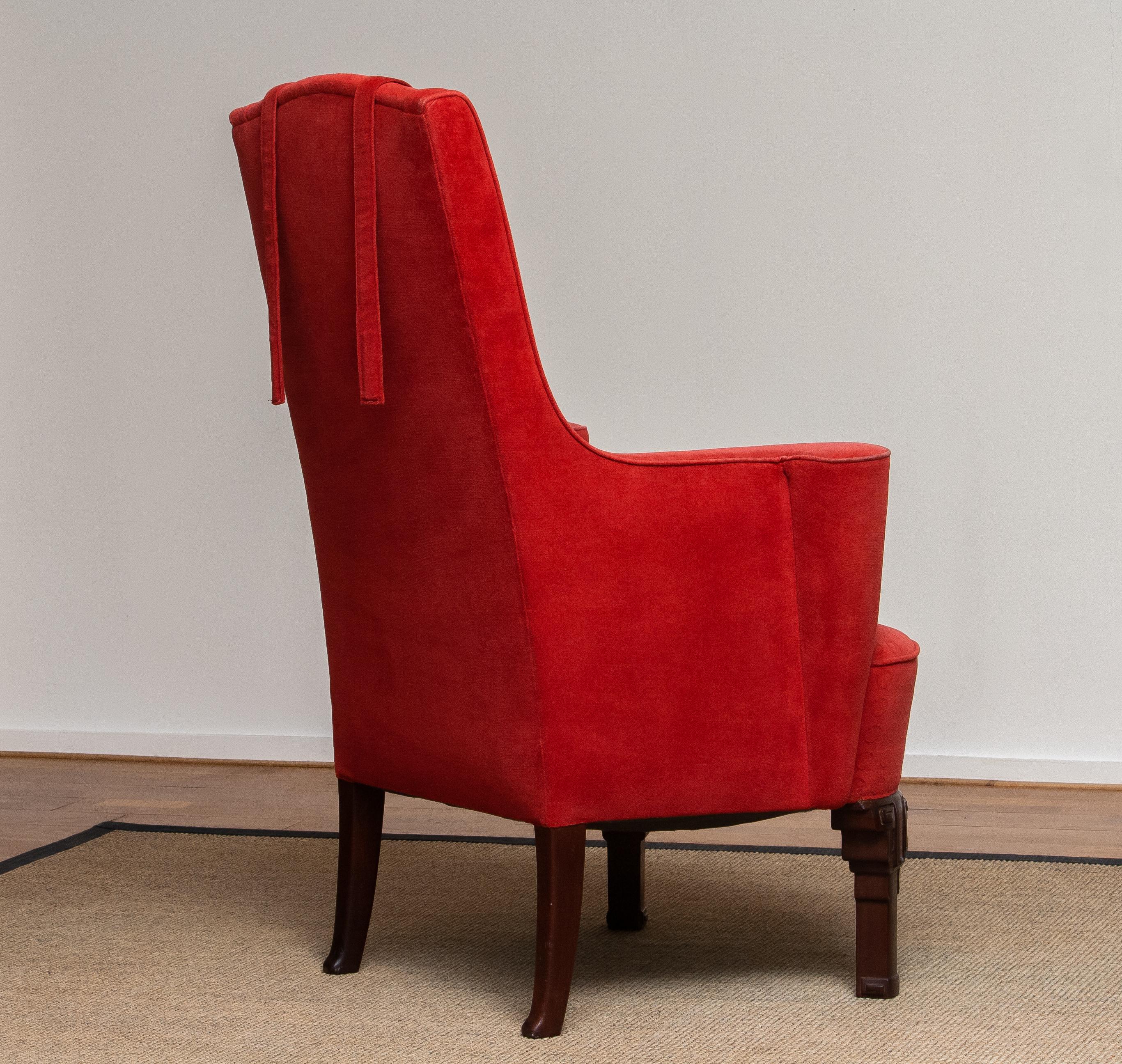 Fabric 1930's Art Deco / Chippendale Easy Chair in Villa Gallia Style Made in Austria