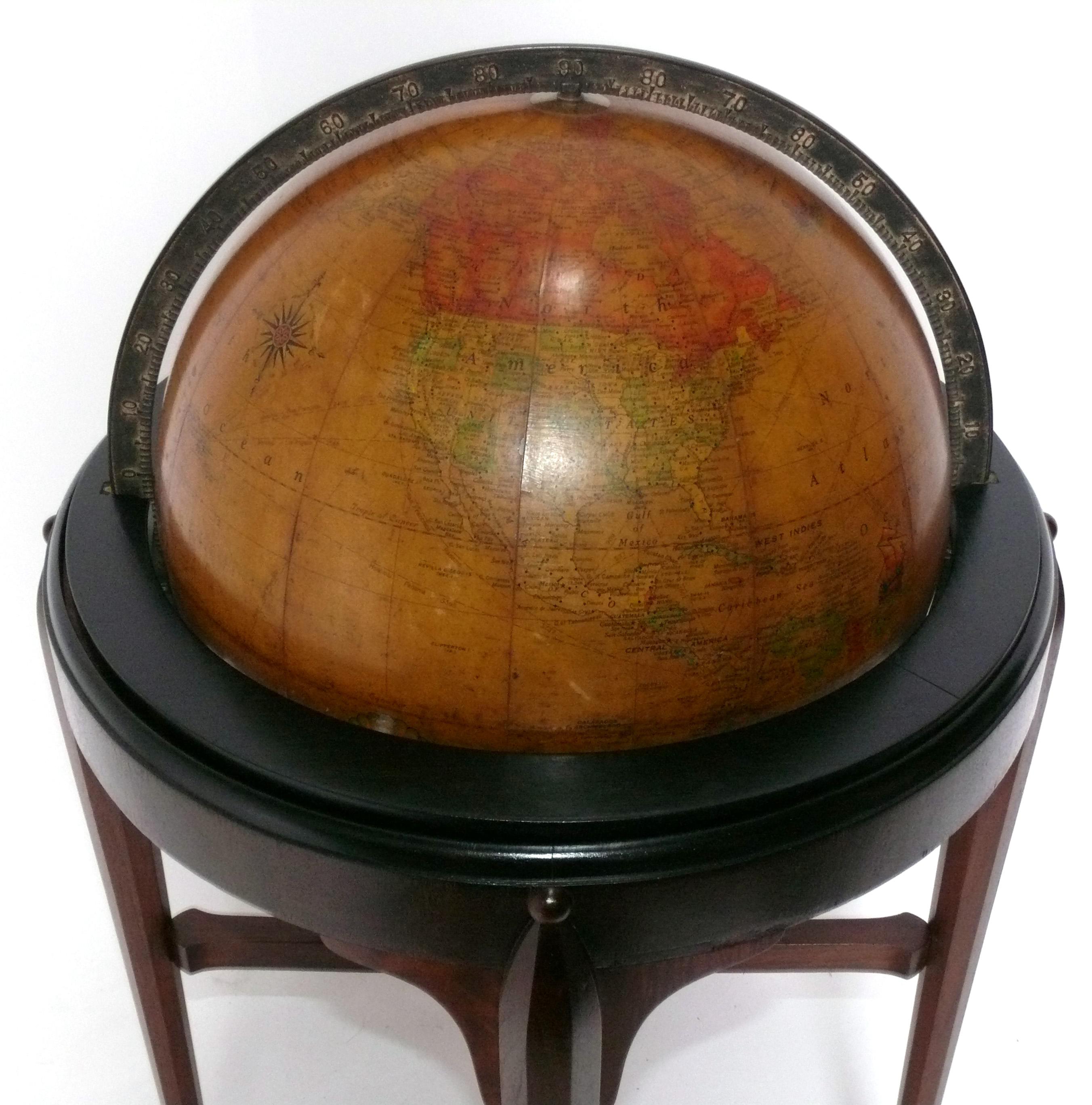 Globe terrestre de bibliothèque Art déco des années 1930 par Rand McNally Bon état - En vente à Atlanta, GA