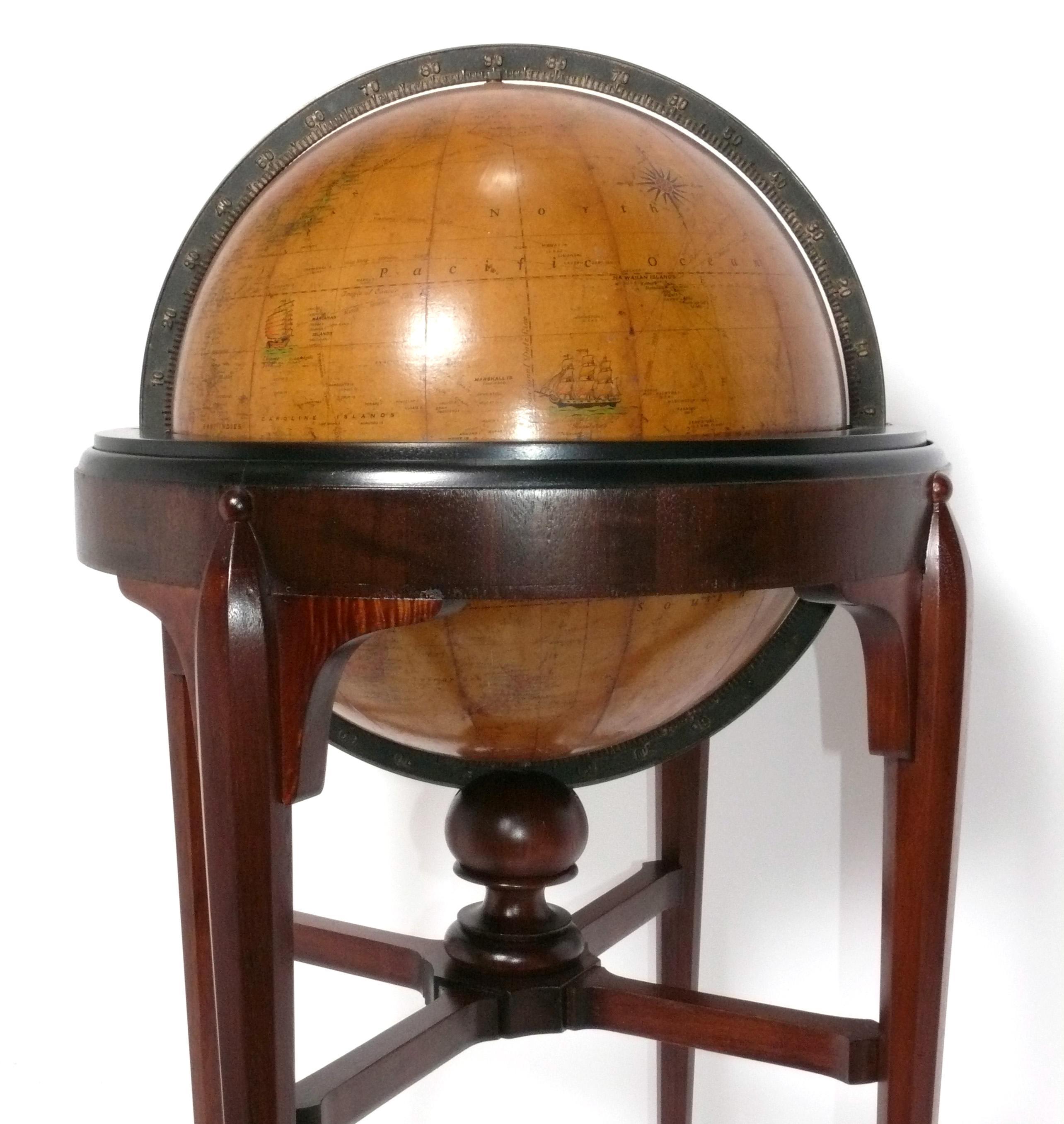 Milieu du XXe siècle Globe terrestre de bibliothèque Art déco des années 1930 par Rand McNally en vente