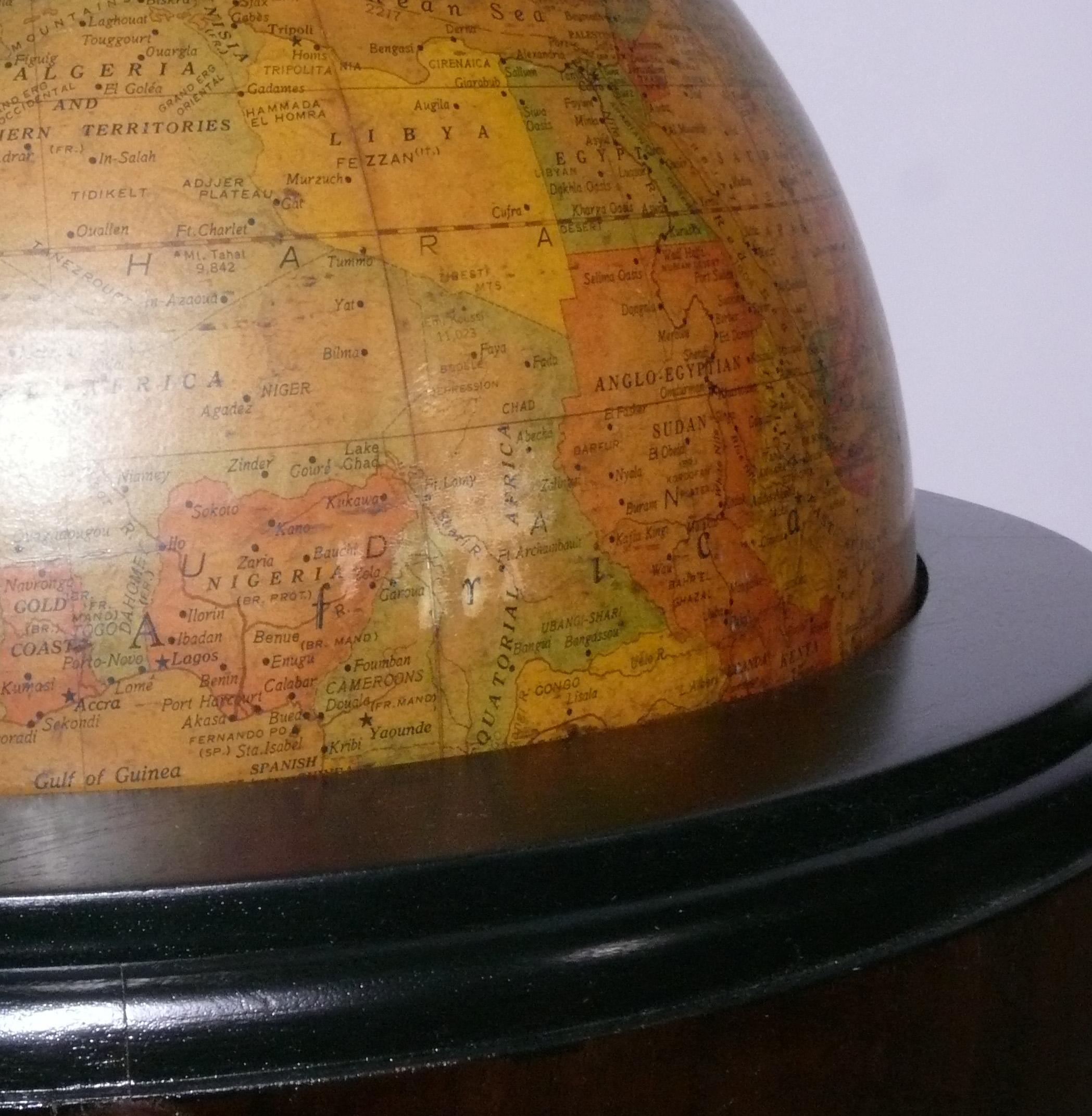 Globe terrestre de bibliothèque Art déco des années 1930 par Rand McNally en vente 1