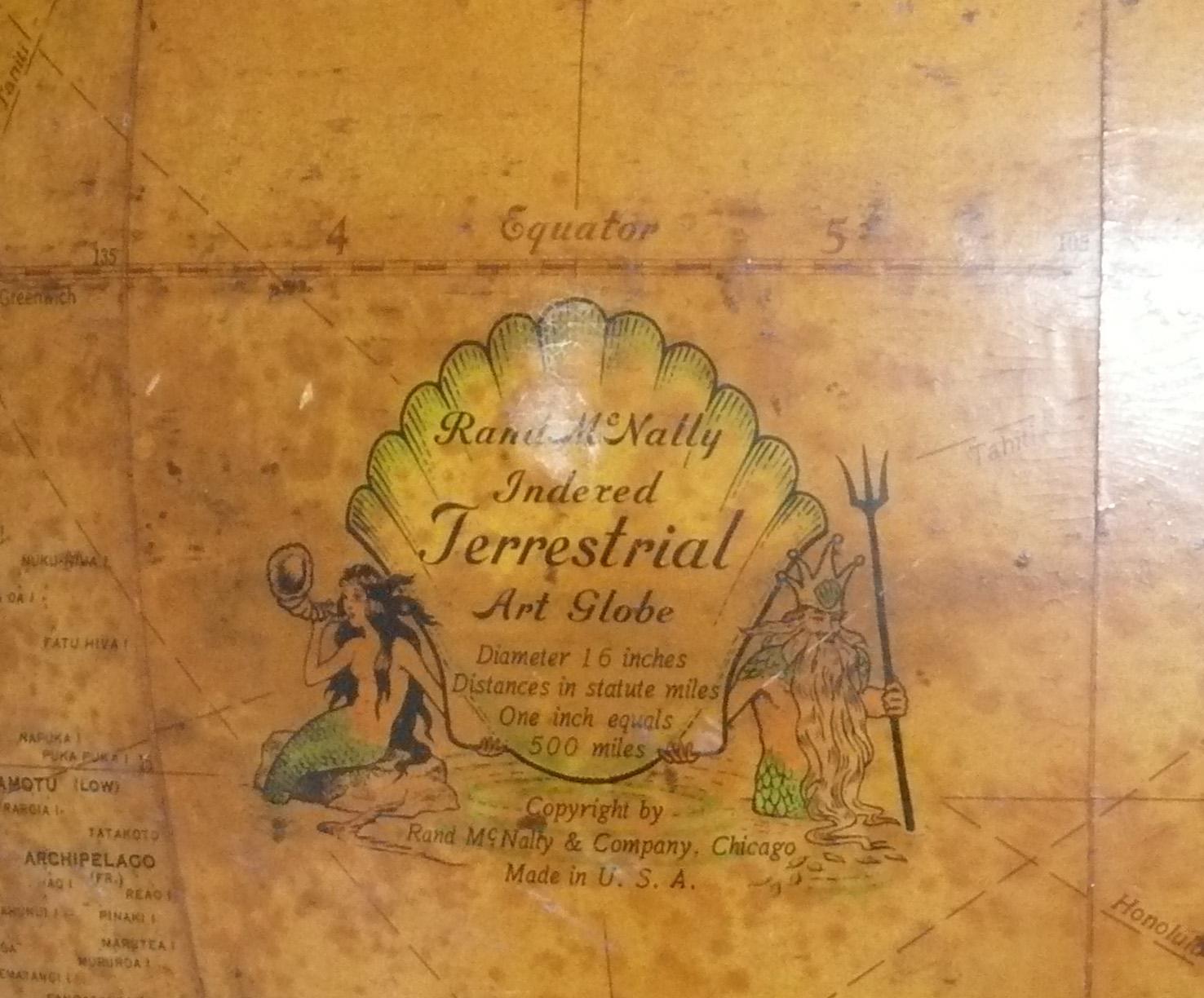 Globe terrestre de bibliothèque Art déco des années 1930 par Rand McNally en vente 3