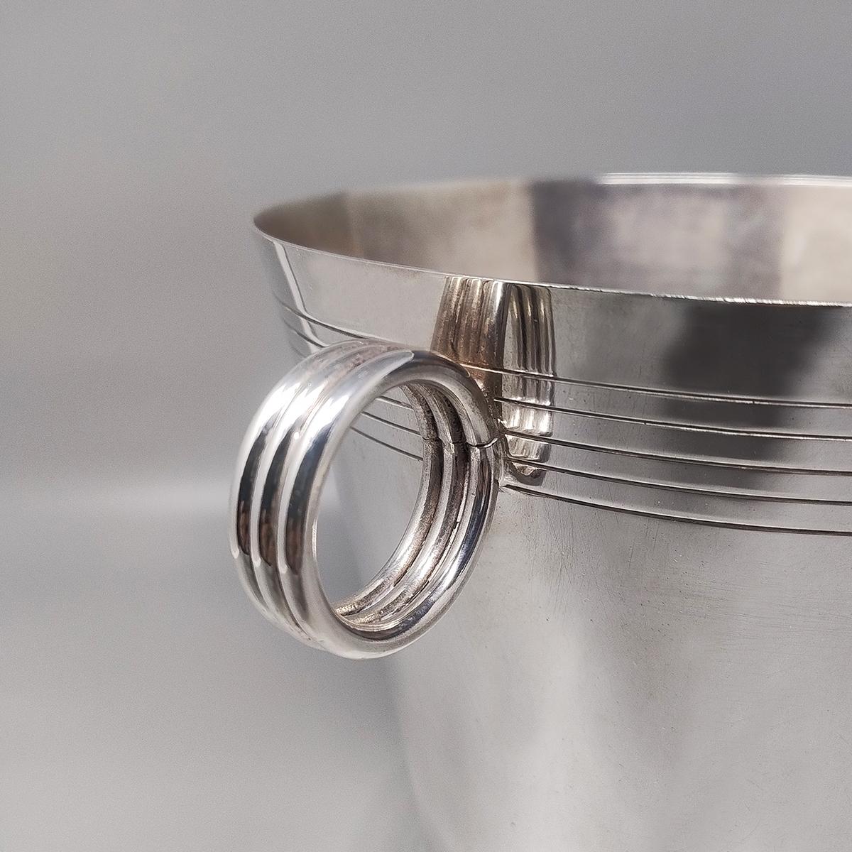 1930er Art Deco Eiskübel von Udner, versilbert, hergestellt in Frankreich (Versilberung) im Angebot