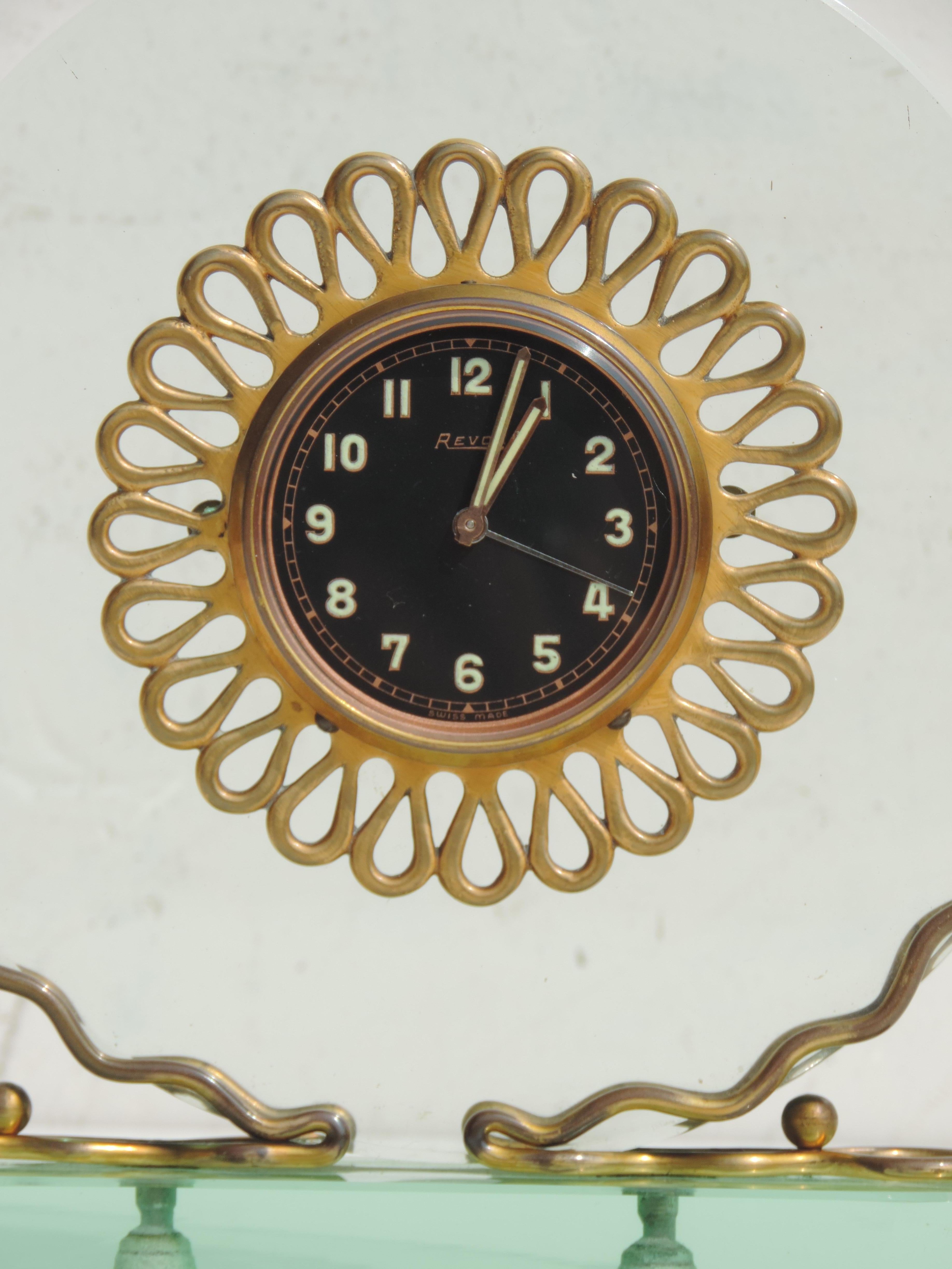 1930s Art Deco Italian Crystal Table Clock In Excellent Condition For Sale In Brescia, IT