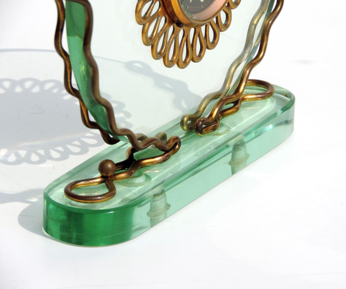 Horloge de table italienne Art Déco en cristal des années 1930 Excellent état - En vente à Brescia, IT
