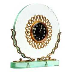 Orologio da tavolo in cristallo italiano Art Deco anni '30