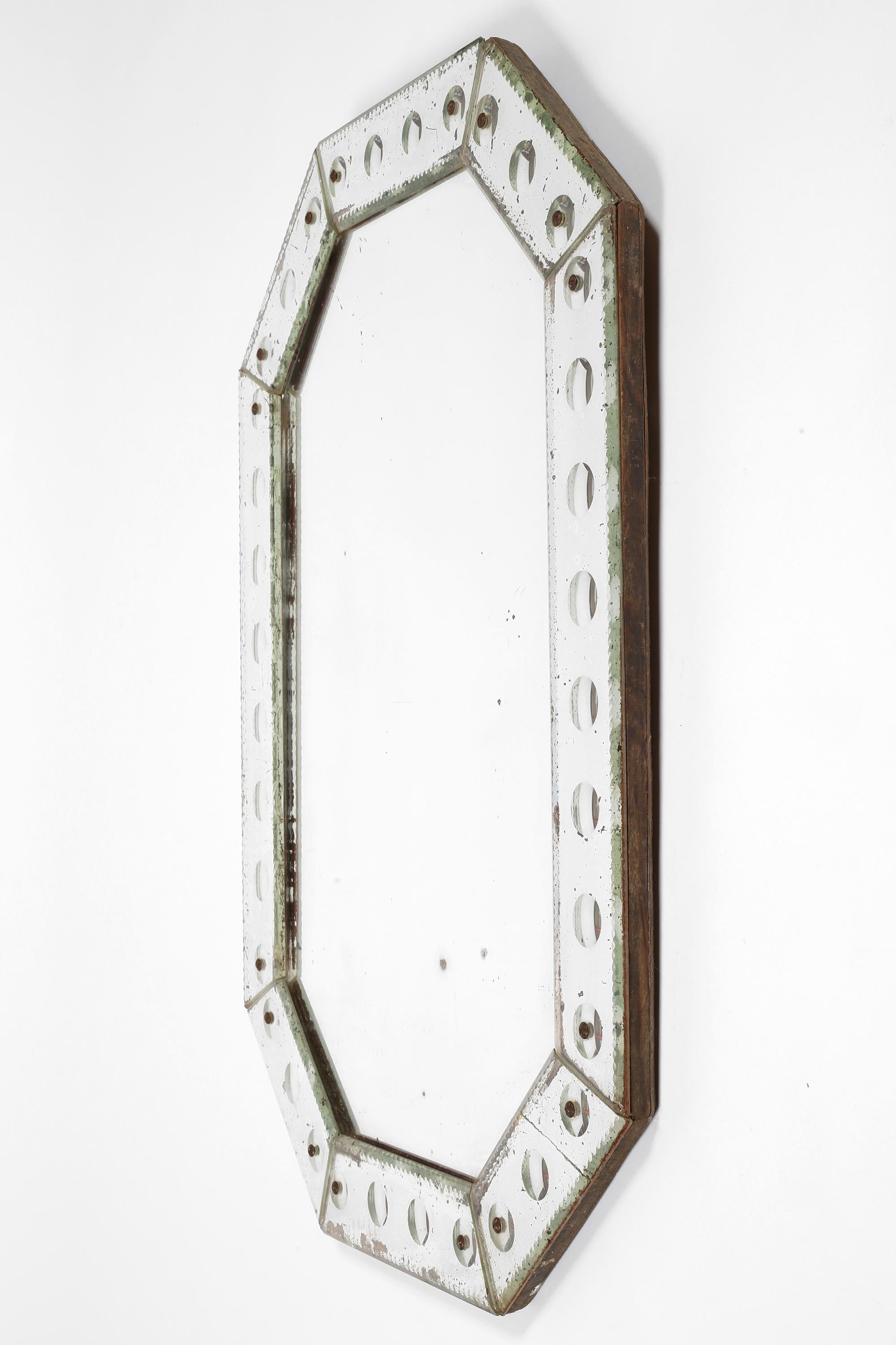 1930s Art Deco Italian Octagonal Venetian Wall Mirror en vente 2