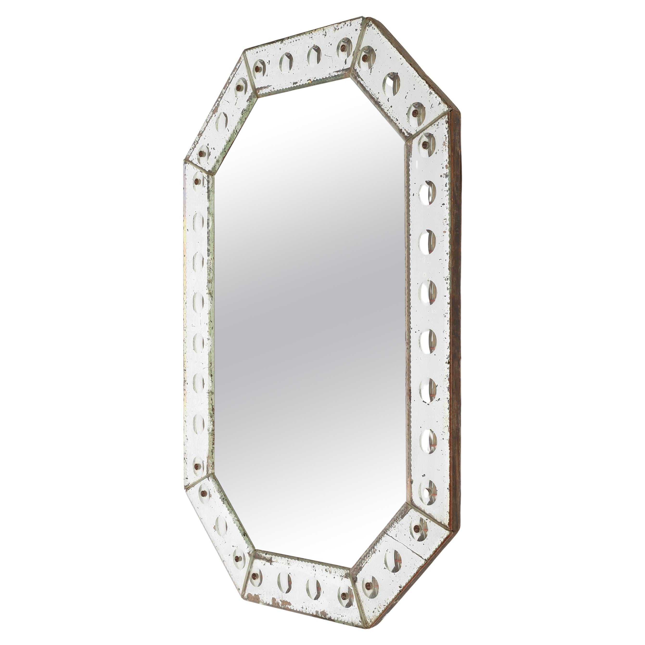 1930s Art Deco Italian Octagonal Venetian Wall Mirror