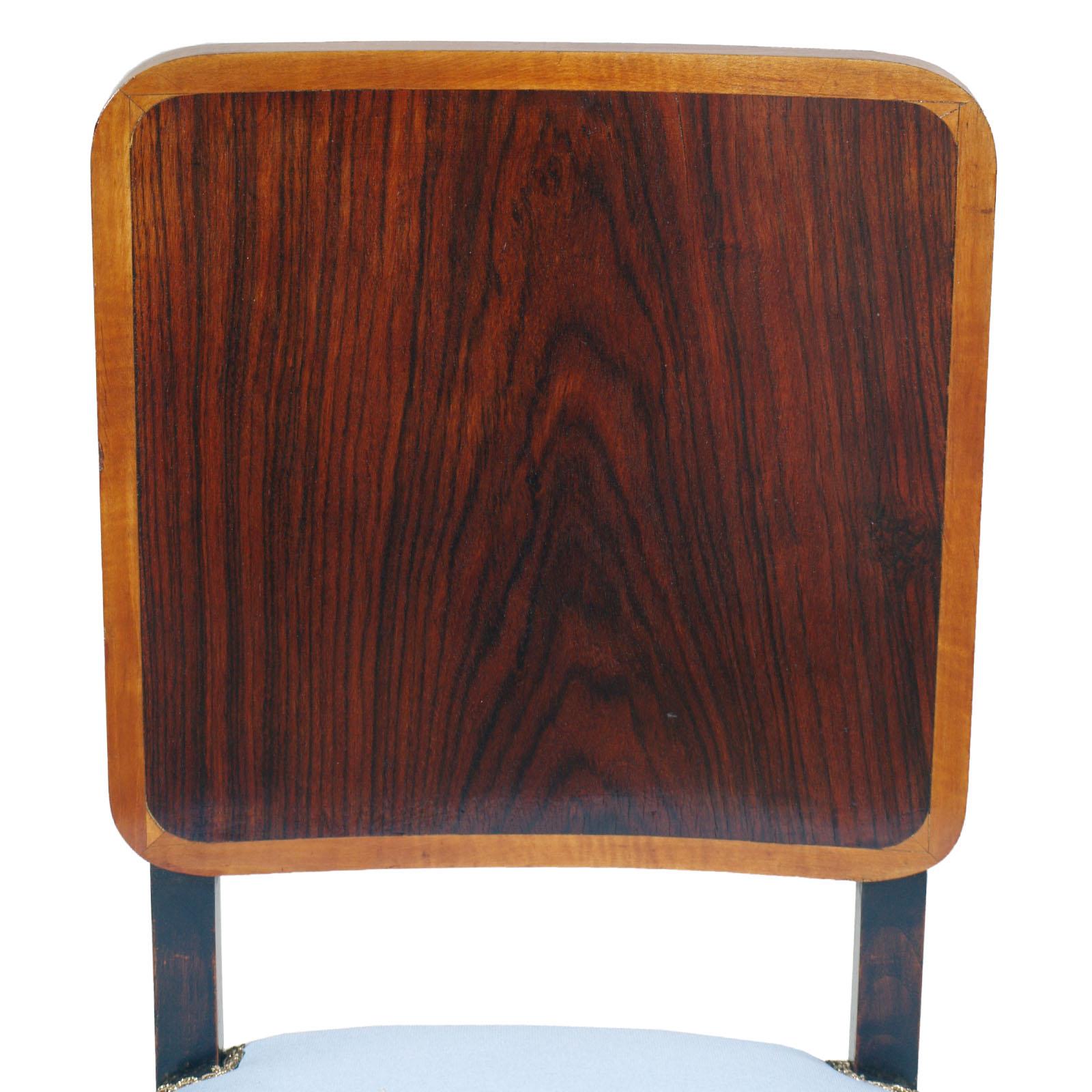 Mahogany 1930s Art Deco Italian Side Chair by Borsani, Atelier di Varedo New Upholstered  For Sale
