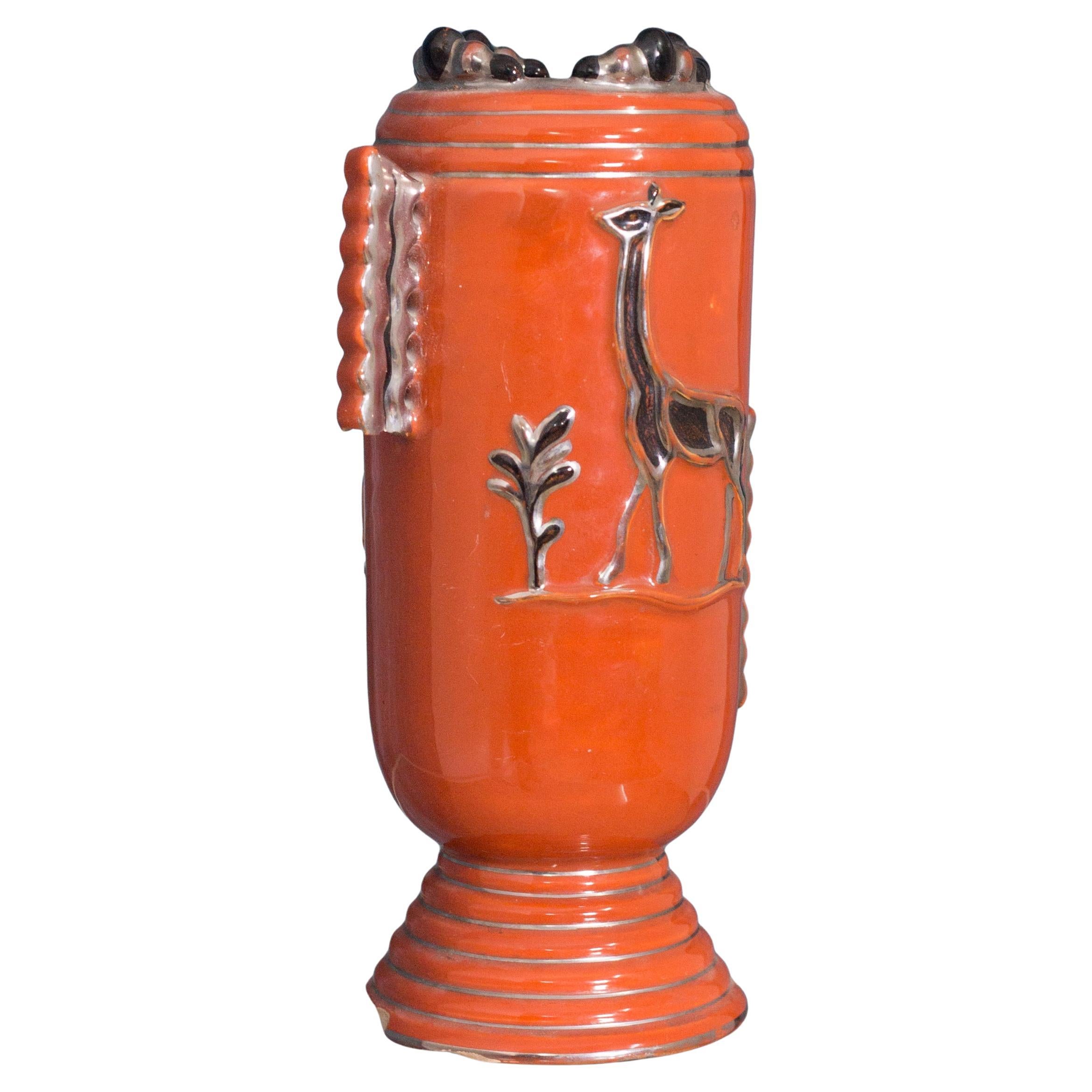 1930s Art Decò Italian Signed Ceramic Vase For Sale