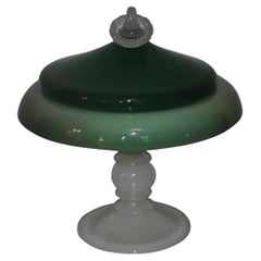 1930s Art Deco Jade & Calcite Lidded Compote Frederick Carder Steuben Art Glass
