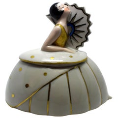 Vintage 1930s Art Deco Ladies Powder Bowl