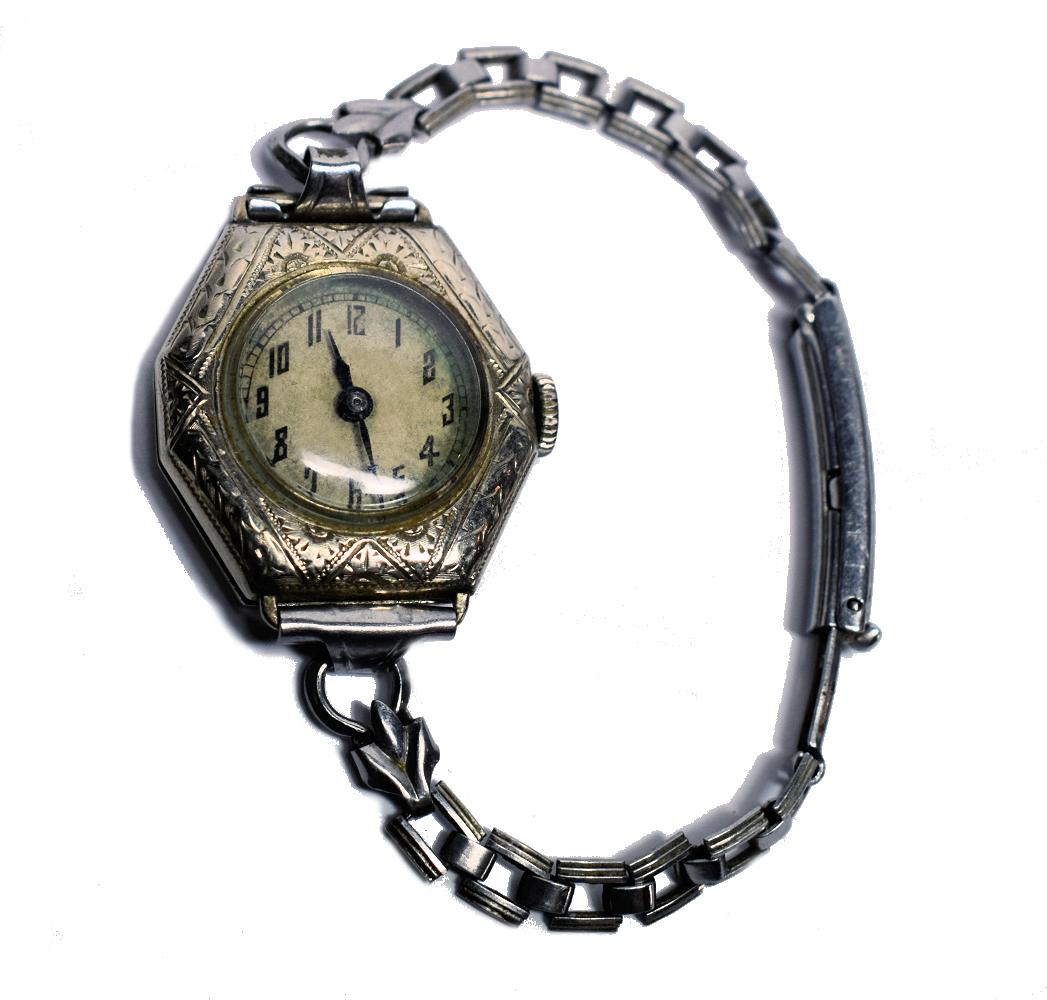 20th Century 1930s Art Deco Ladies White Gold Filled Wrist Watch