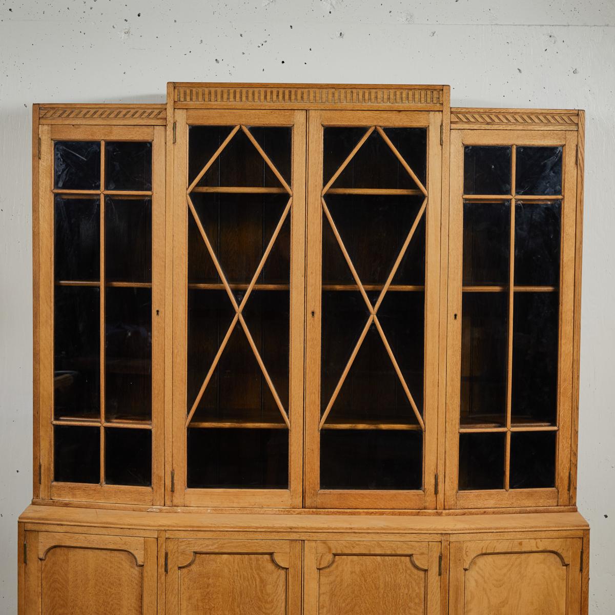 English 1930s Art Deco Large Oak Bookcase by Heals For Sale