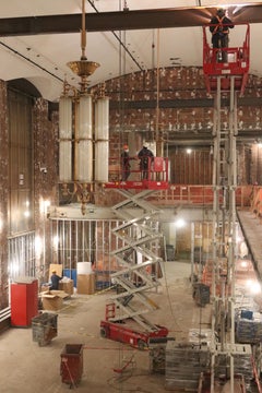 1930s Art Deco Large Scale Brass Pendant Light