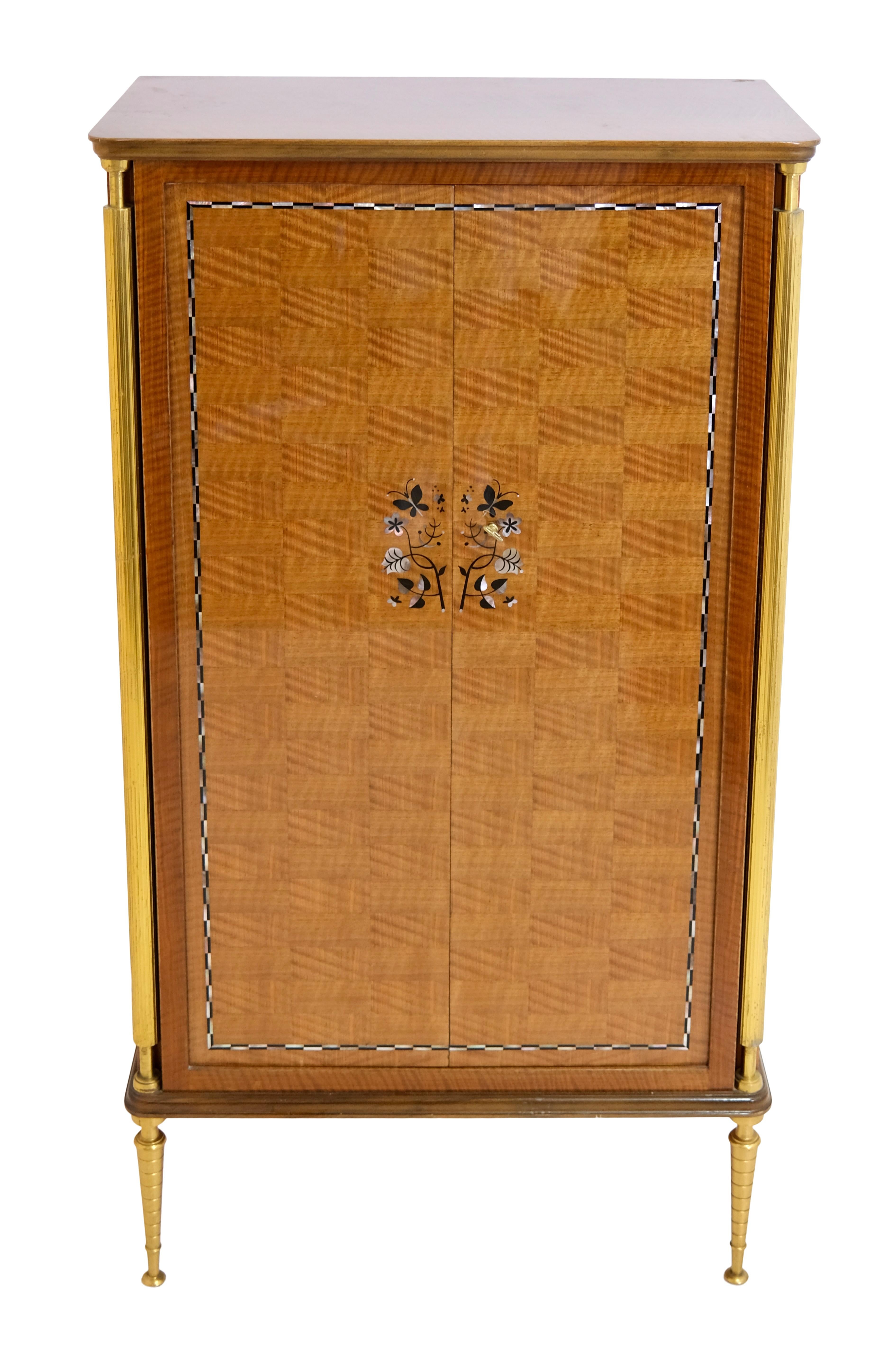 Shellac Inlay 1930's Art Deco Leleu Secretaire Desk with Inlays and Columns and Feet ...