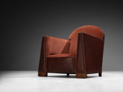 1930s Art Deco Lounge Chair with Trapezoidal Armrests
