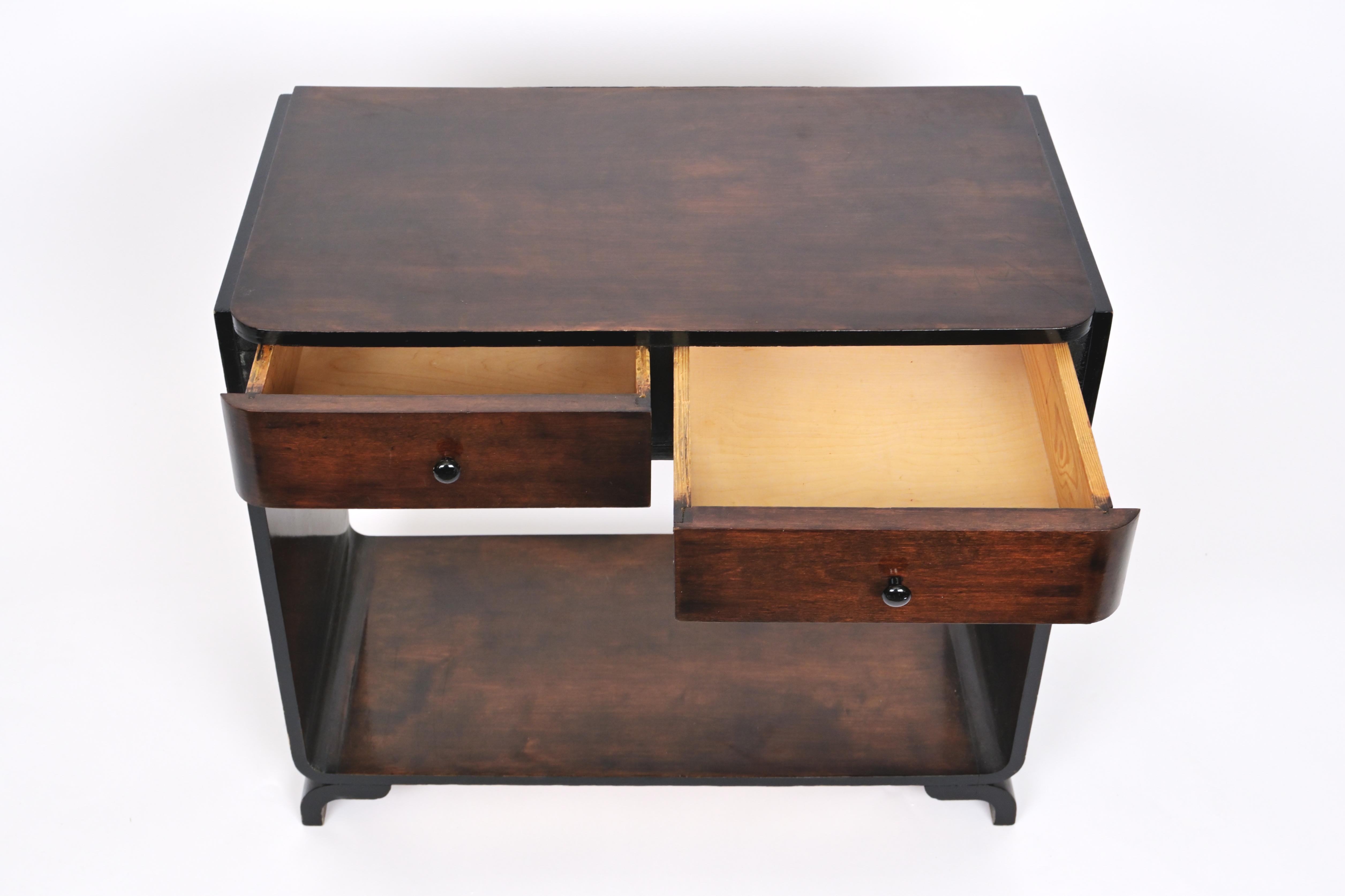 1930s Art Deco Black Stained Birch Side Table In Good Condition For Sale In New York, NY