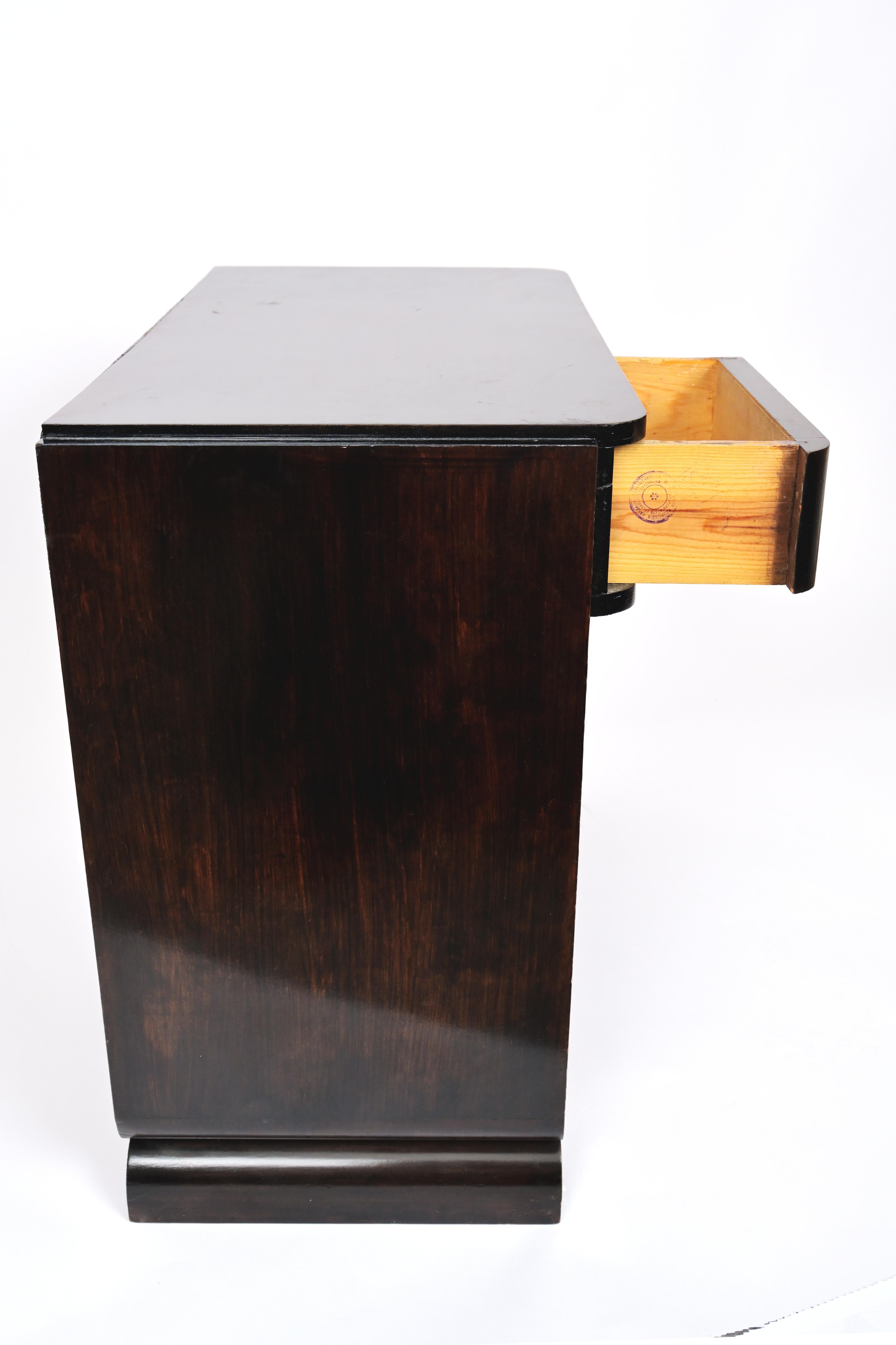 Mid-20th Century 1930s Art Deco Black Stained Birch Side Table For Sale