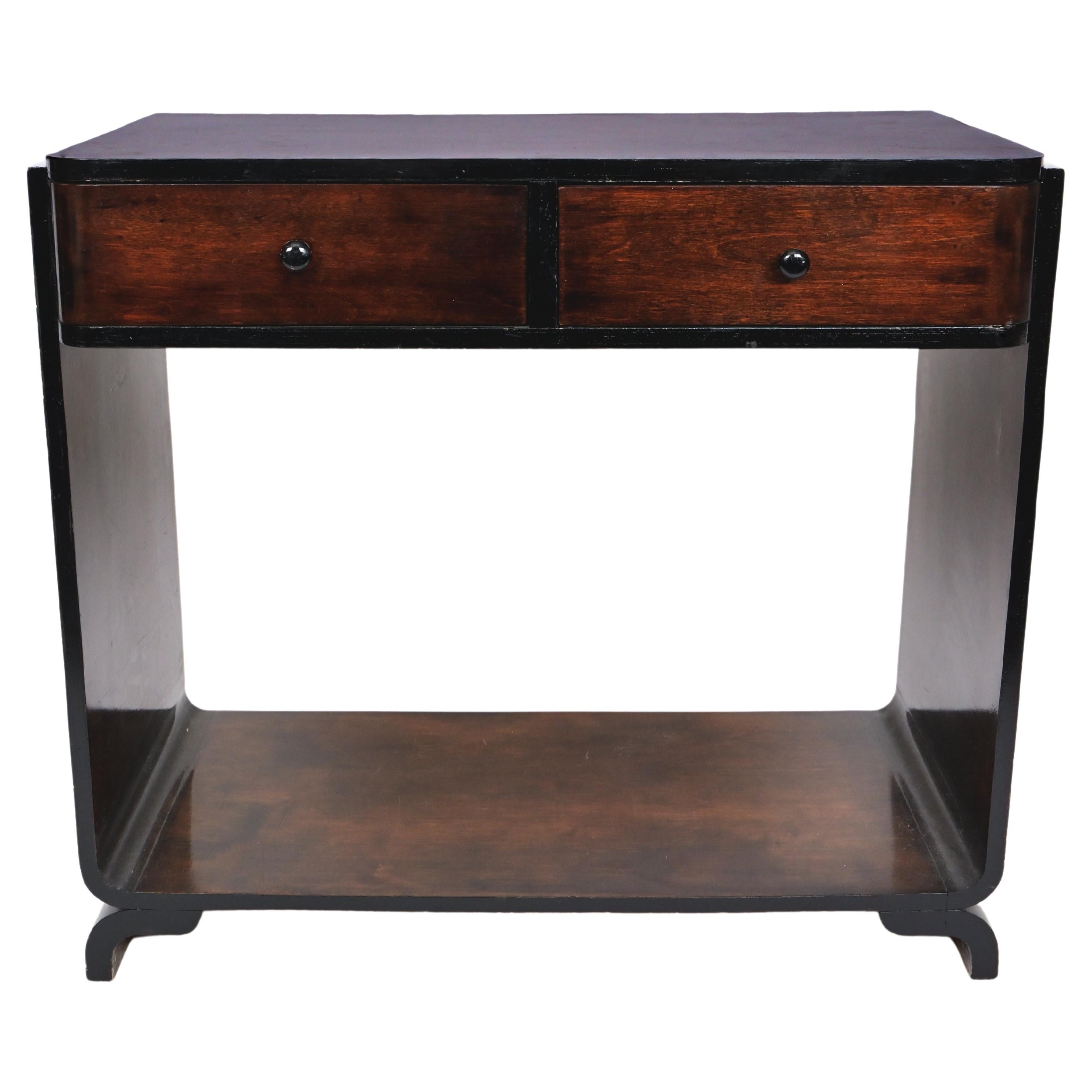 1930s Art Deco Black Stained Birch Side Table