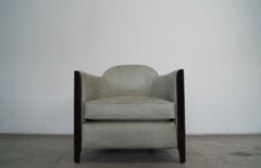 1930's Art Deco Mahogany-Trimmed Leather Barrel Lounge Chair