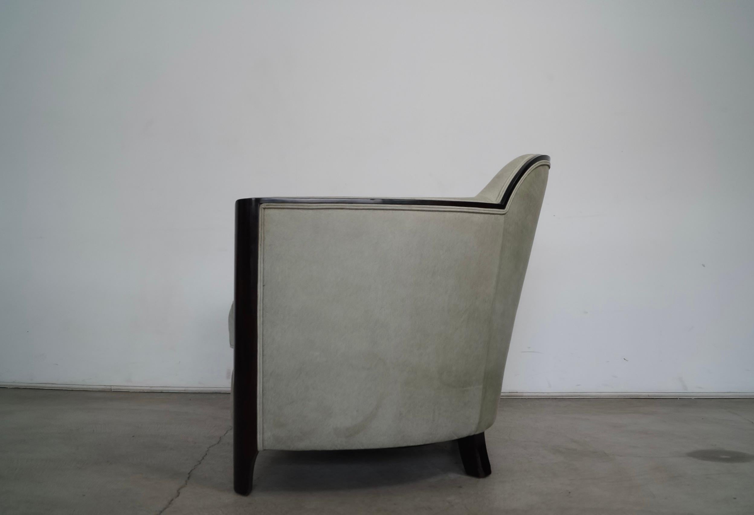1930's Art Deco Mahogany-Trimmed Leather Barrel Lounge Chair 3