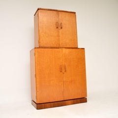 Armoire à boissons à cocktail Art Déco des années 1930 en érable et noyer