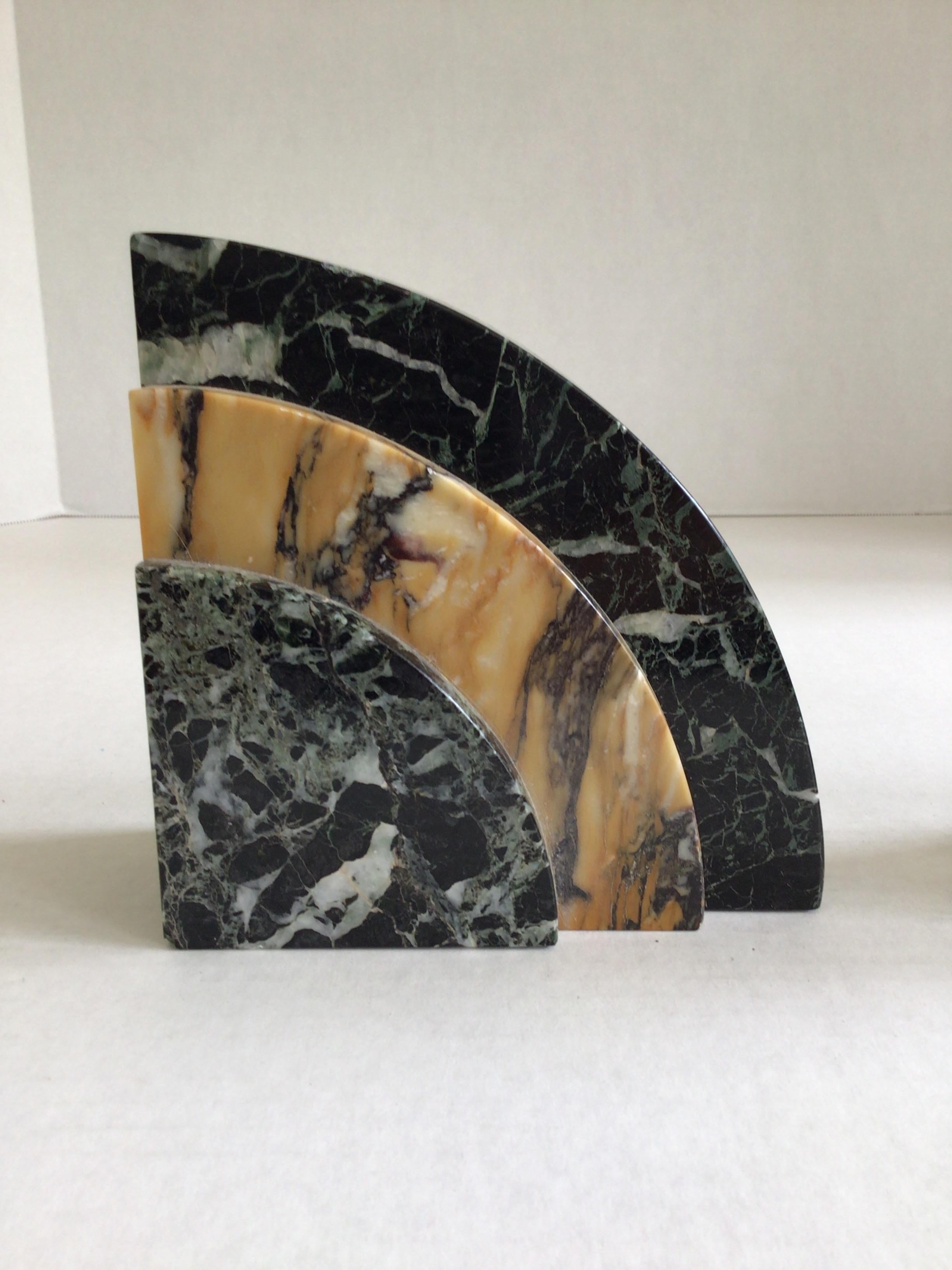 Mid-20th Century 1930s Art Deco Marble Bookends For Sale