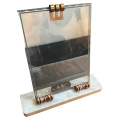 1930s Art Deco Marble, Copper and Glass Rectangular French Picture Frame