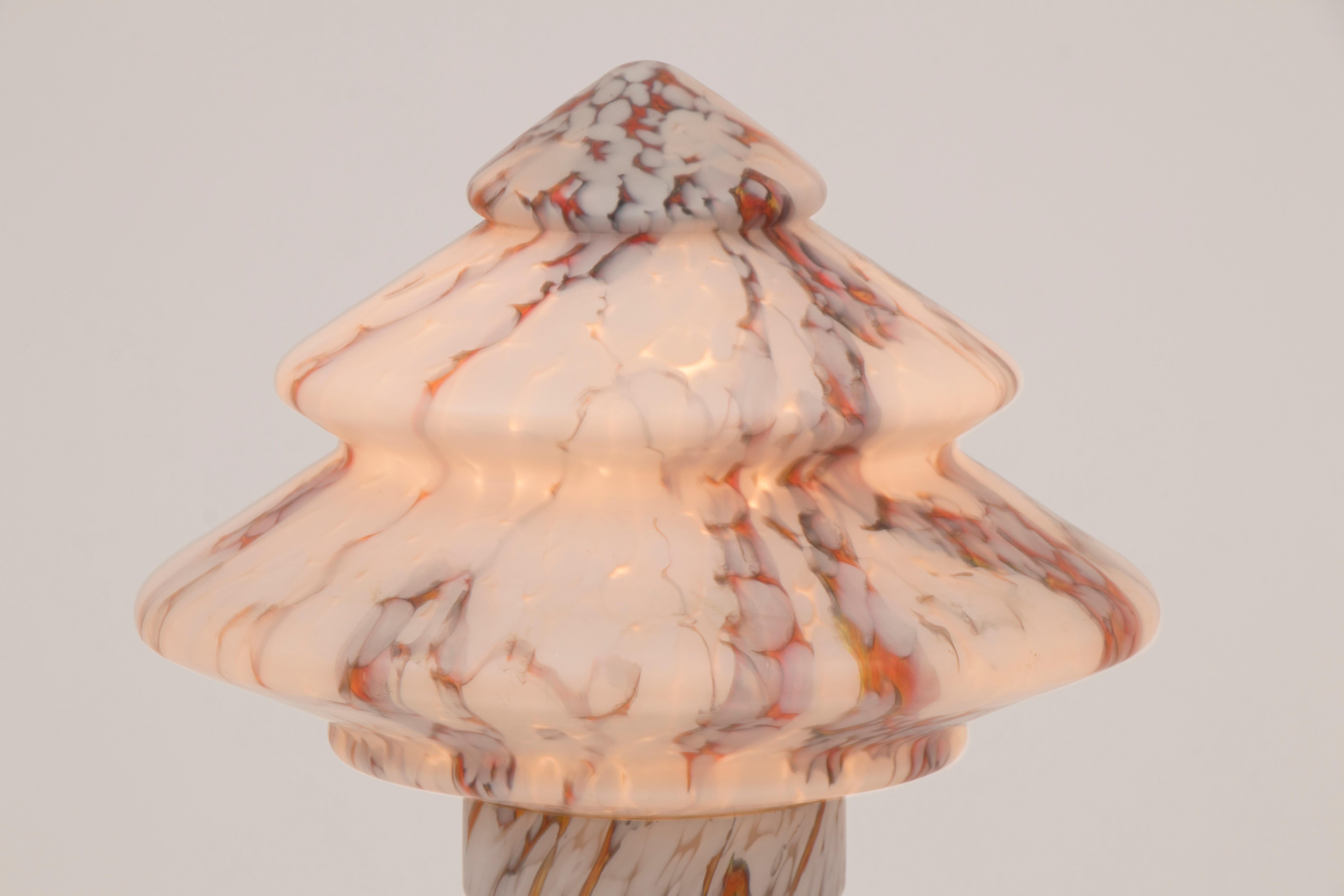 1930s Art Deco Marbled Glass Conical Small Table Lamp 1