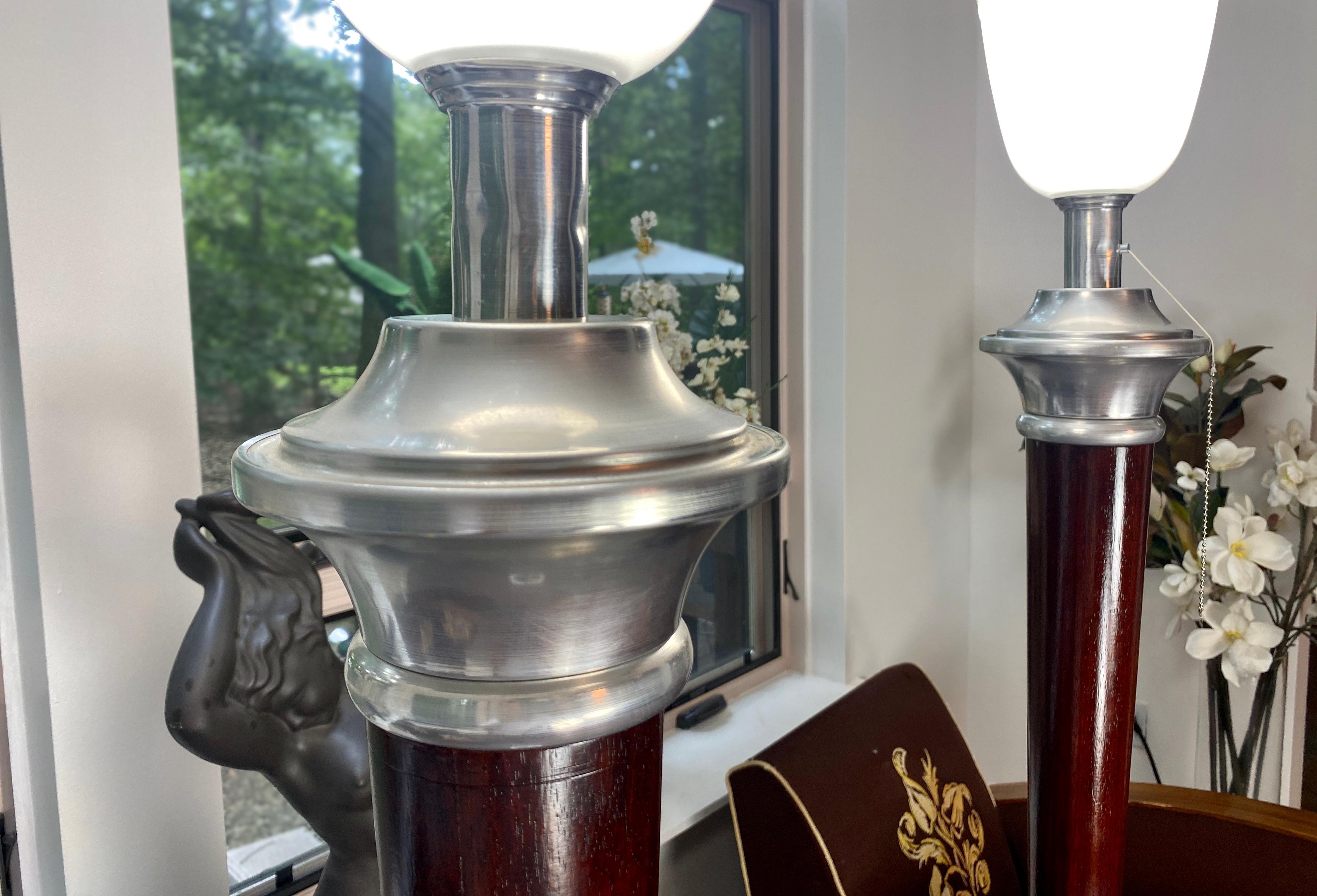 1930s Art Deco Mazda Floor Lamps with Original Stamp, Pair of Torchiere Lamps In Good Condition For Sale In Brooklyn, NY