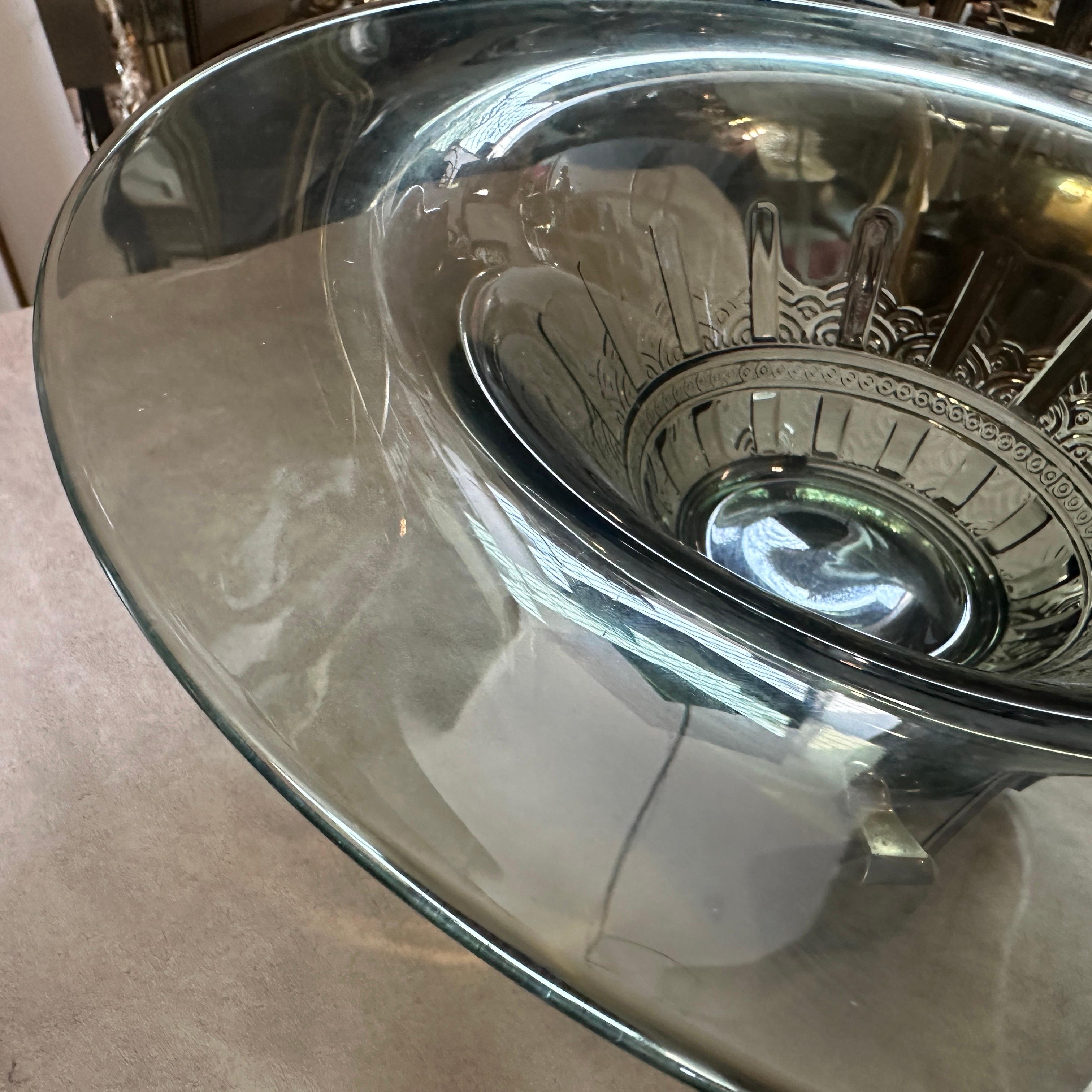 1930s Art Deco Metal and Green Glass French Centerpiece For Sale 7