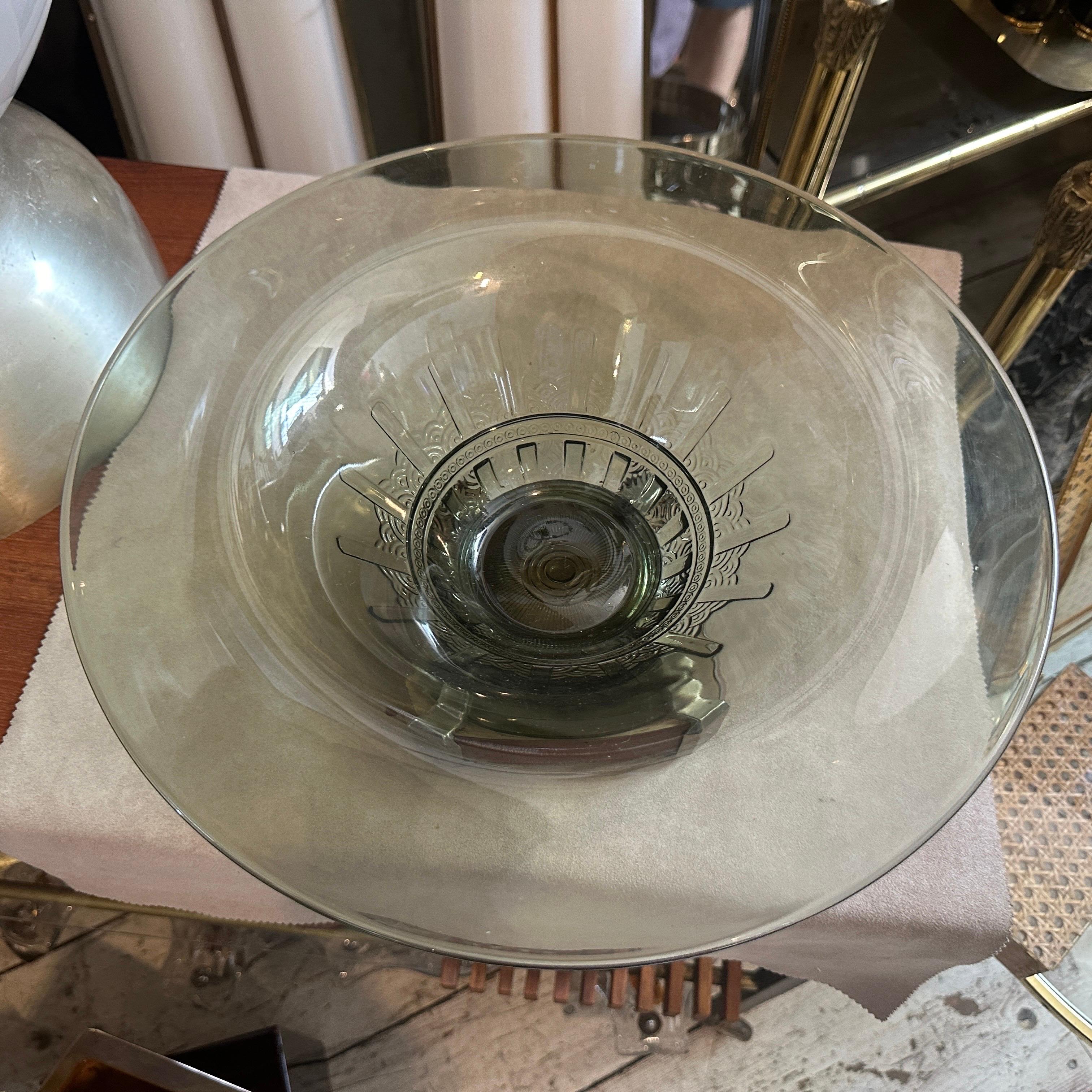 1930s Art Deco Metal and Green Glass French Centerpiece For Sale 1