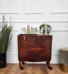 1930s Art Deco Mid-Century Italian Wood and Mirror Mosaic Dry Bar Cabinet Cart