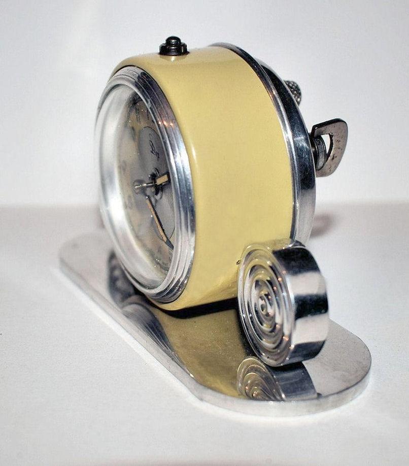 French 1930s Art Deco Miniature Alarm Clock by Dep