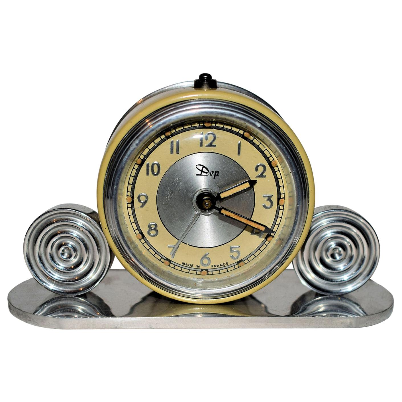 1930s Art Deco Miniature Alarm Clock by Dep
