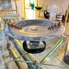 1930s Art Deco Mirror Glass and Chromed Metal Italian Round Centerpiece Stand