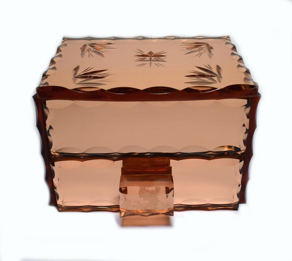 1930s Art Deco Mirrored Jewelry Box In Good Condition In Devon, England