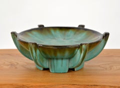 Centre de table en faïence Art Déco moderniste Tazza de Thulin Pottery, Belgique, années 1930