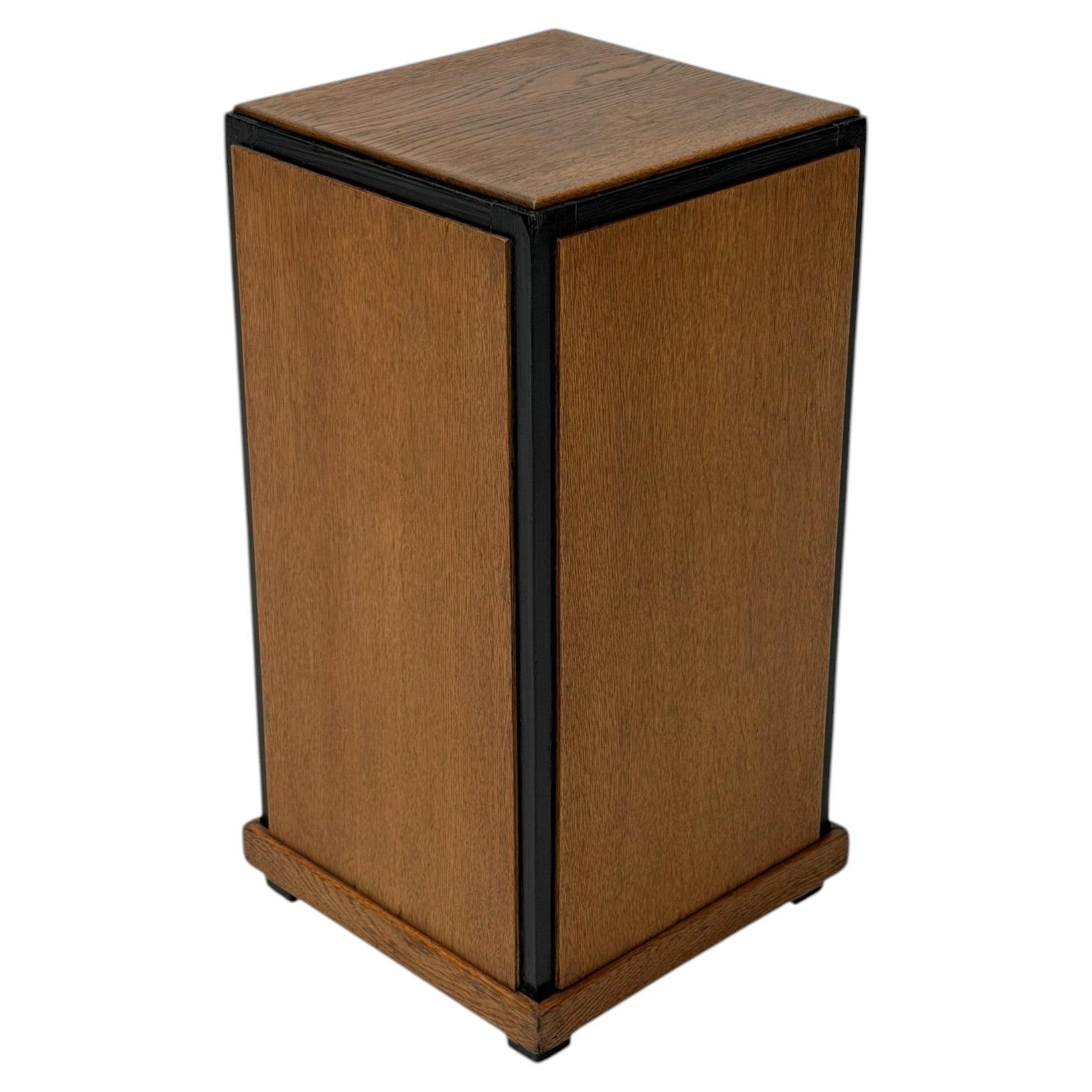 1930s Art Deco Modernist Pedestal in Oak with Black Lacquer For Sale