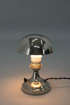1930s Art Deco Nickel-Plated Petite Table Lamp with Adjustable Dome Shade