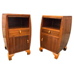 1930s Art Deco Nightstands/Bedside Cabinets with Brushing Slides