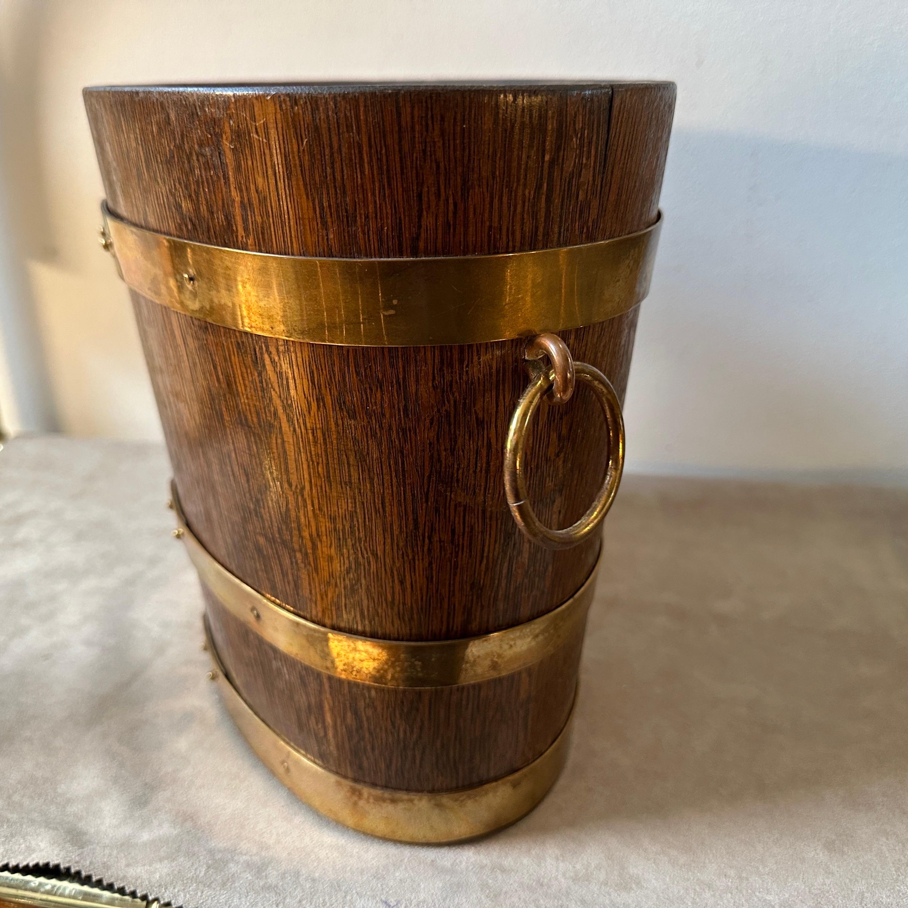 20th Century 1930s Art Deco Oak and Brass French Oval Wine Cooler by G. Lafitte 