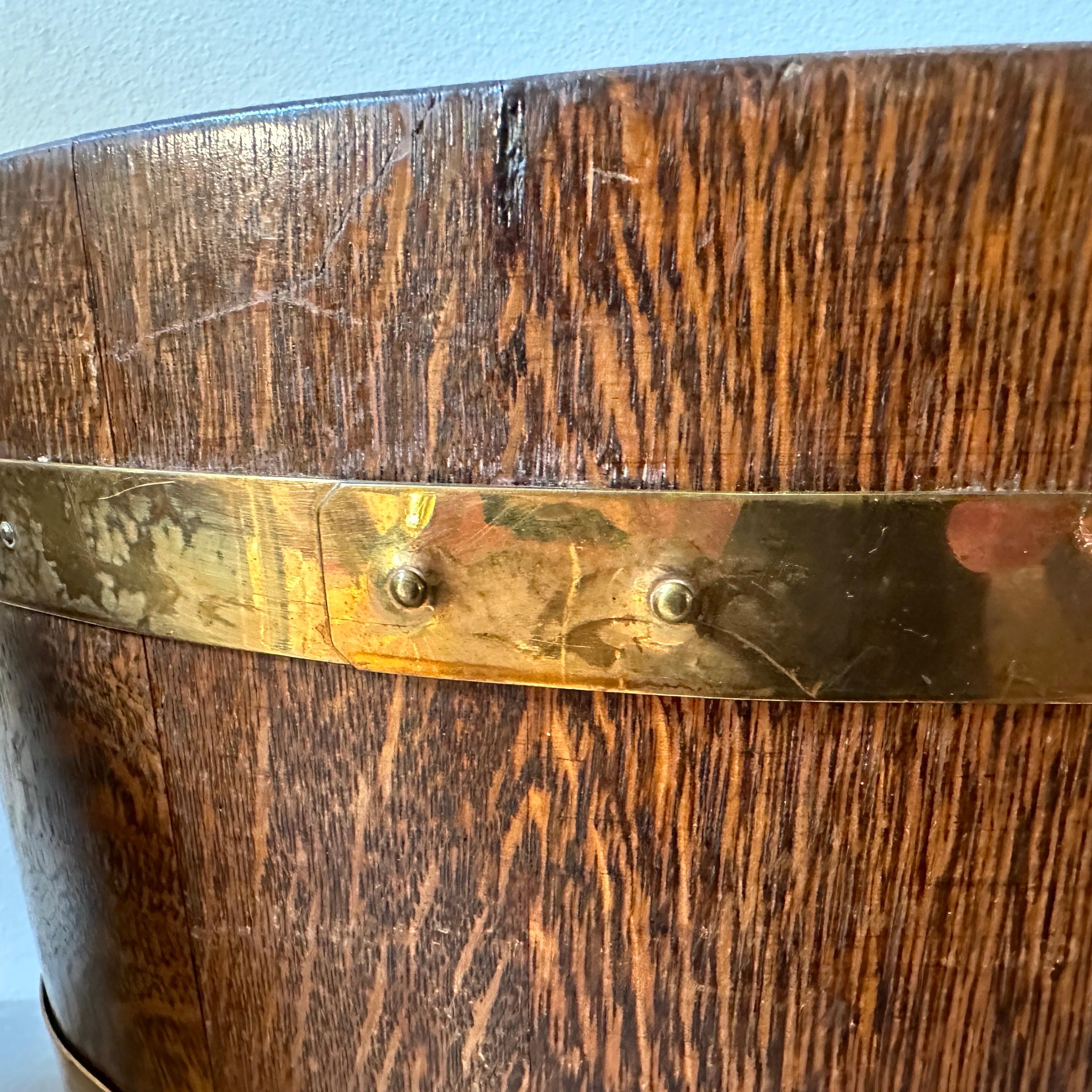 1930s Art Deco Oak and Brass French Oval Wine Cooler by G. Lafitte  4