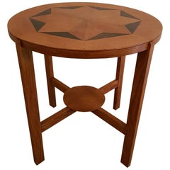 1930s Art Deco Oak Side Table and the Top is Inlaid with Macassar